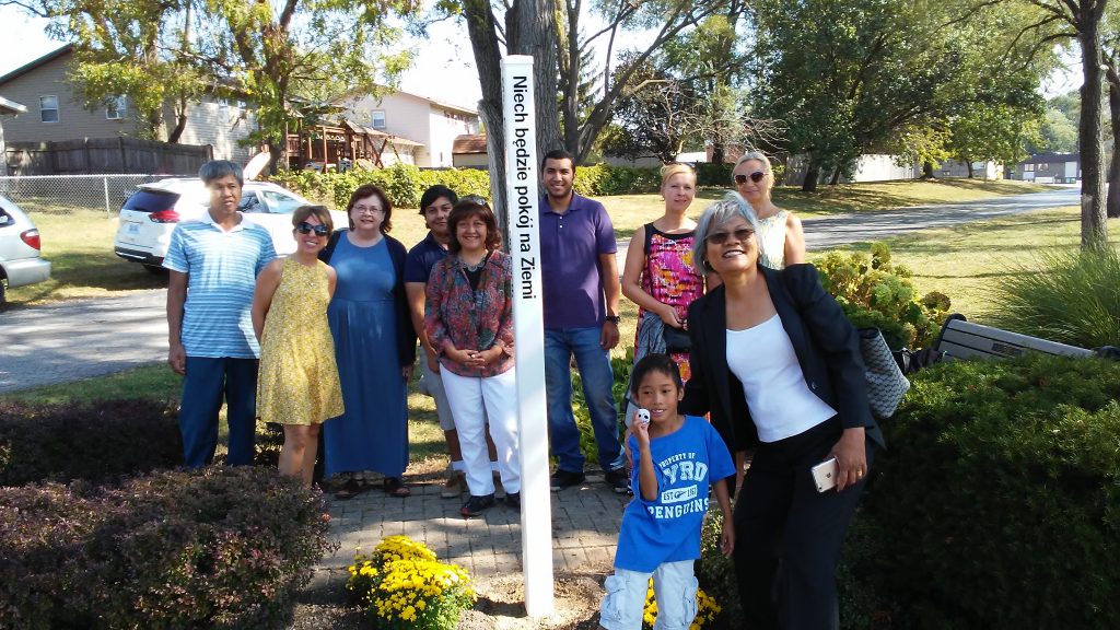 The group at a dedication of a peace garden